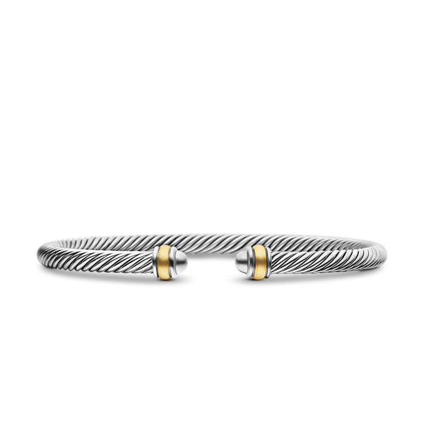 Classic Cable Bracelet in Sterling Silver with 18K Rose Gold, 4mm
