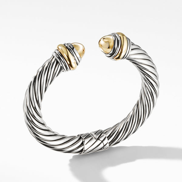 Cable Classics Color Bracelet in Sterling Silver with 14K Yellow Gold Domes