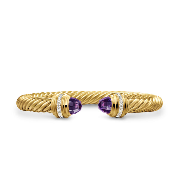 Classic Cablespira® Bracelet in 18K Yellow Gold with Amethyst and Diamonds, 7mm