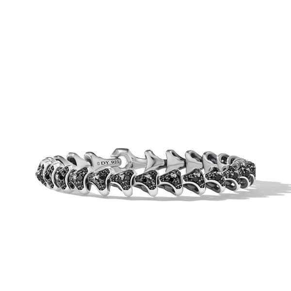 Armory® Link Bracelet in Sterling Silver with Pave© Black Diamonds, 9.5mm