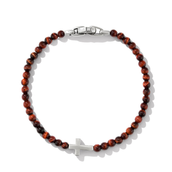 Spiritual Beads Cross Station Bracelet with Red Tiger's Eye