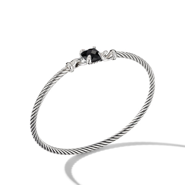 Chatelaine Bracelet in Sterling Silver with Black Onyx and Pave© Diamonds