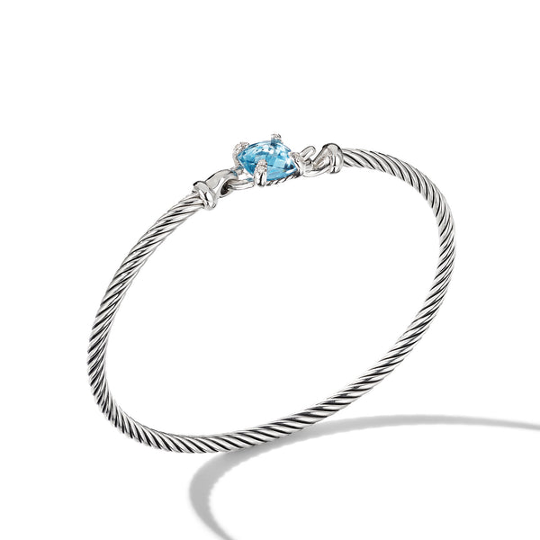 Chatelaine Bracelet in Sterling Silver with Blue Topaz and Pave© Diamonds