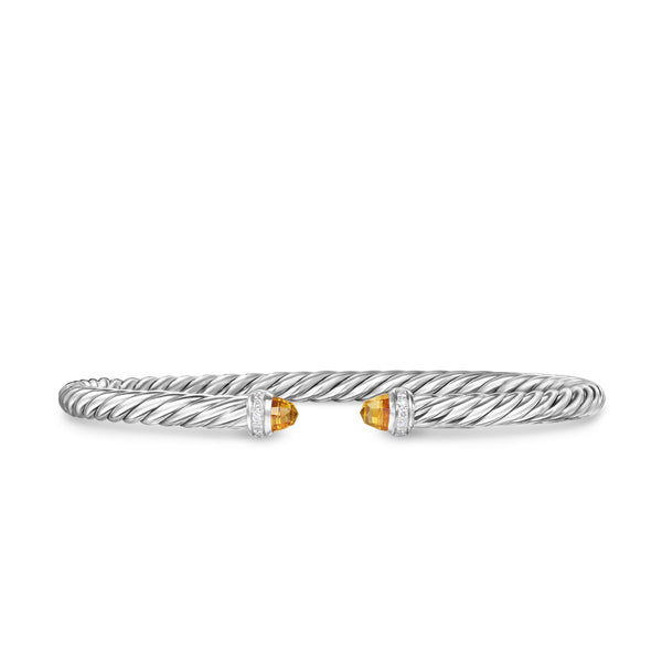 Cablespira Flex® Bracelet in Sterling Silver with Citrine and Diamonds, 4mm