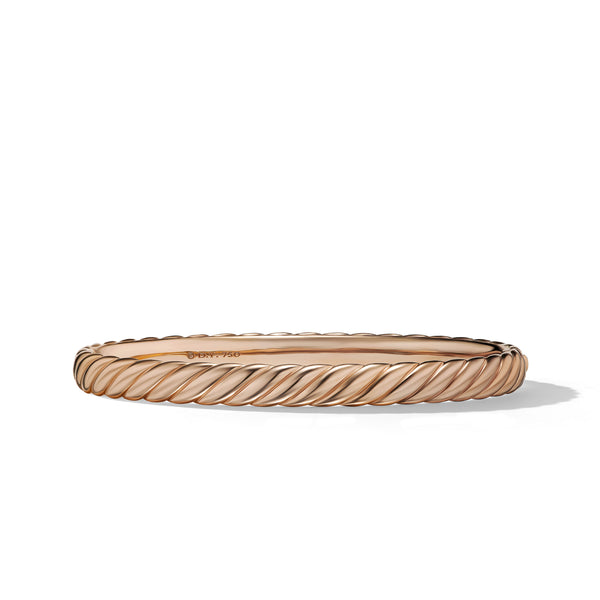 Sculpted Cable Bangle Bracelet in 18K Rose Gold