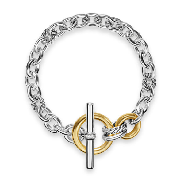 DY Mercer® Toggle Chain Bracelet in Sterling Silver with 18K Yellow Gold and Diamonds, 8mm