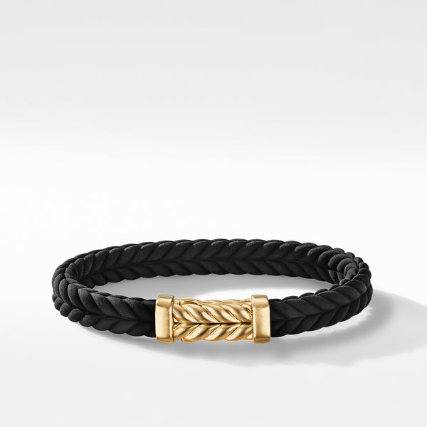 Chevron Black Rubber Bracelet with 18K Yellow Gold