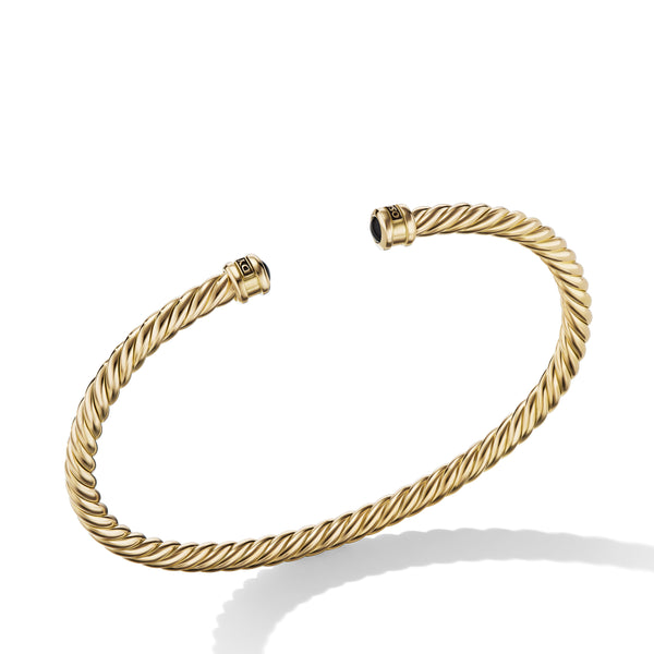 Cablespira Cuff Bracelet in 18K Yellow Gold with Black Onyx