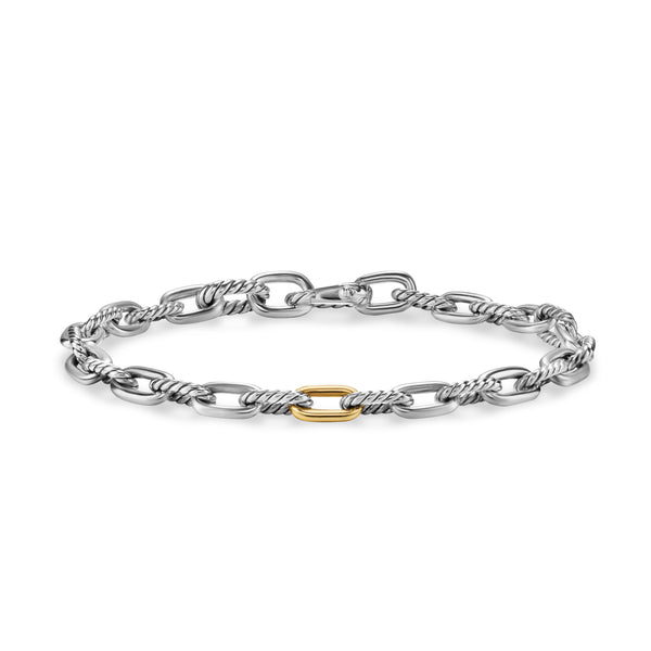 DY Madison® Chain Bracelet in Sterling Silver with 18K Yellow Gold, 6mm