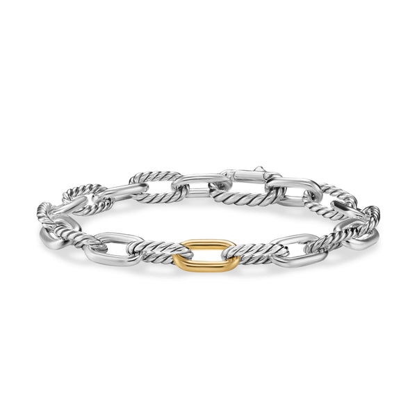 DY Madison® Chain Bracelet in Sterling Silver with 18K Yellow Gold, 8.5mm