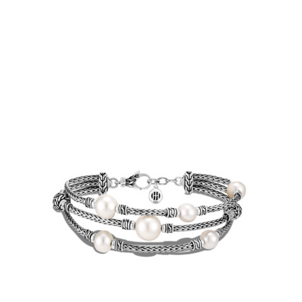 Classic Chain Triple Row Bracelet, Freshwater Pearl