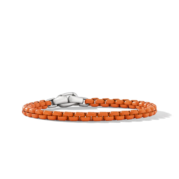 Box Chain Bracelet in Sterling Silver with Orange Stainless Steel, 5mm