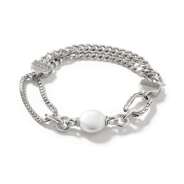 Curb Chain Pearl Link Bracelet