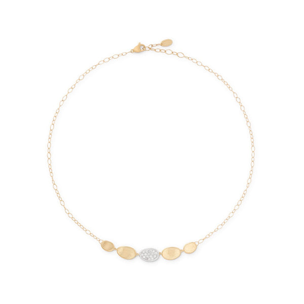 18K Yellow Gold "Halfie" Petal Necklace With Diamonds