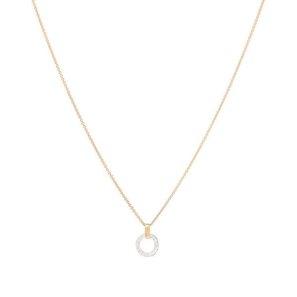 18K Yellow Gold Diamond Pave Circle Pendant