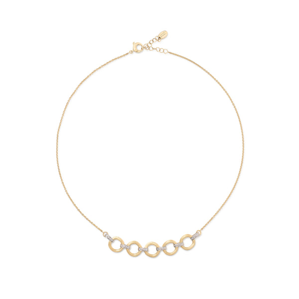 18K Yellow Gold Four Link Diamond Half Collar Necklace