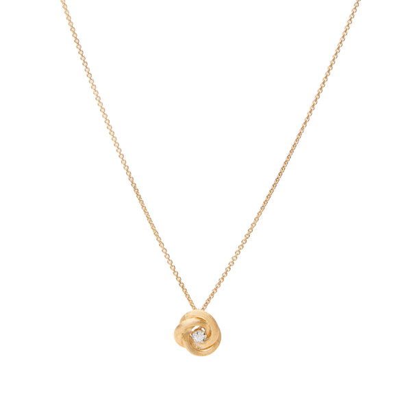 18K Yellow Gold Floral Pendant With Diamond Center