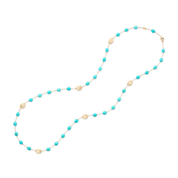 18K Yellow Gold Necklace with Turquoise, Long