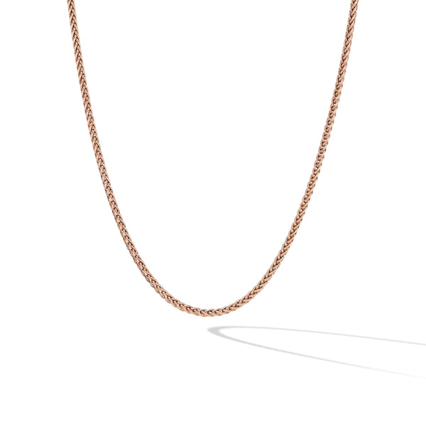 Wheat Chain Necklace in 18K Rose Gold, 2.5mm