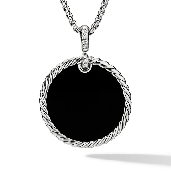 DY Elements Reversible Disc Pendant with Black Onyx and Mother of Pearl and Pave© Diamonds