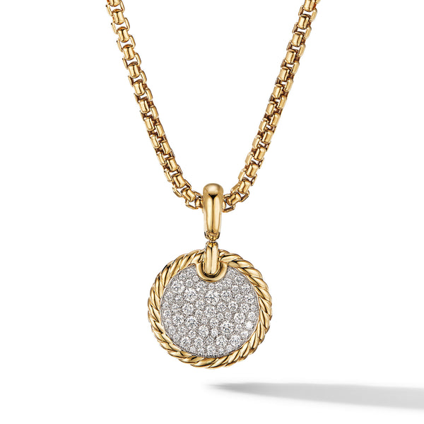 DY Elements Disc Pendant in 18K Yellow Gold with Pave© Diamonds