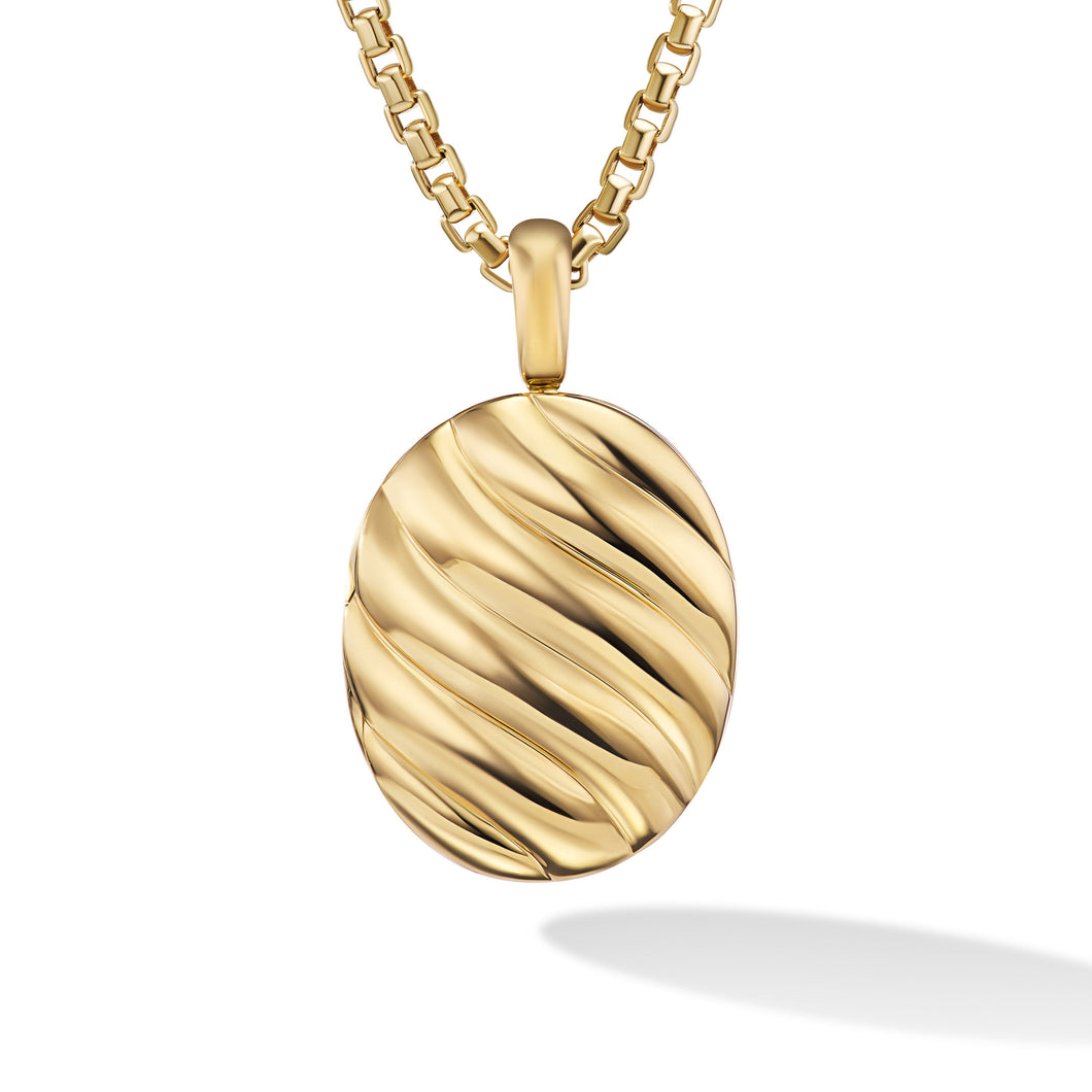 Sculpted Cable Locket in 18K Yellow Gold, 32mm