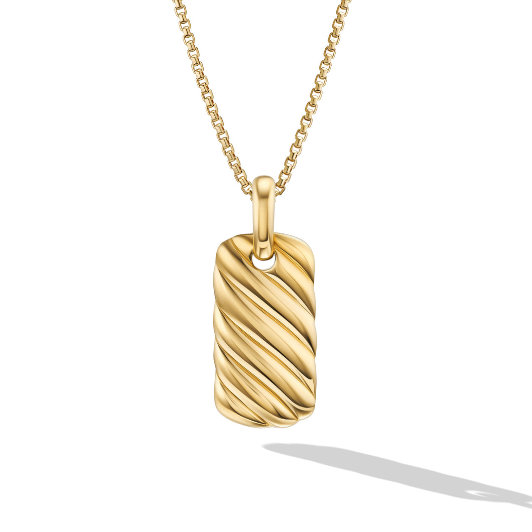 Petite Sculpted Cable Tag in 18K Yellow Gold, 24mm