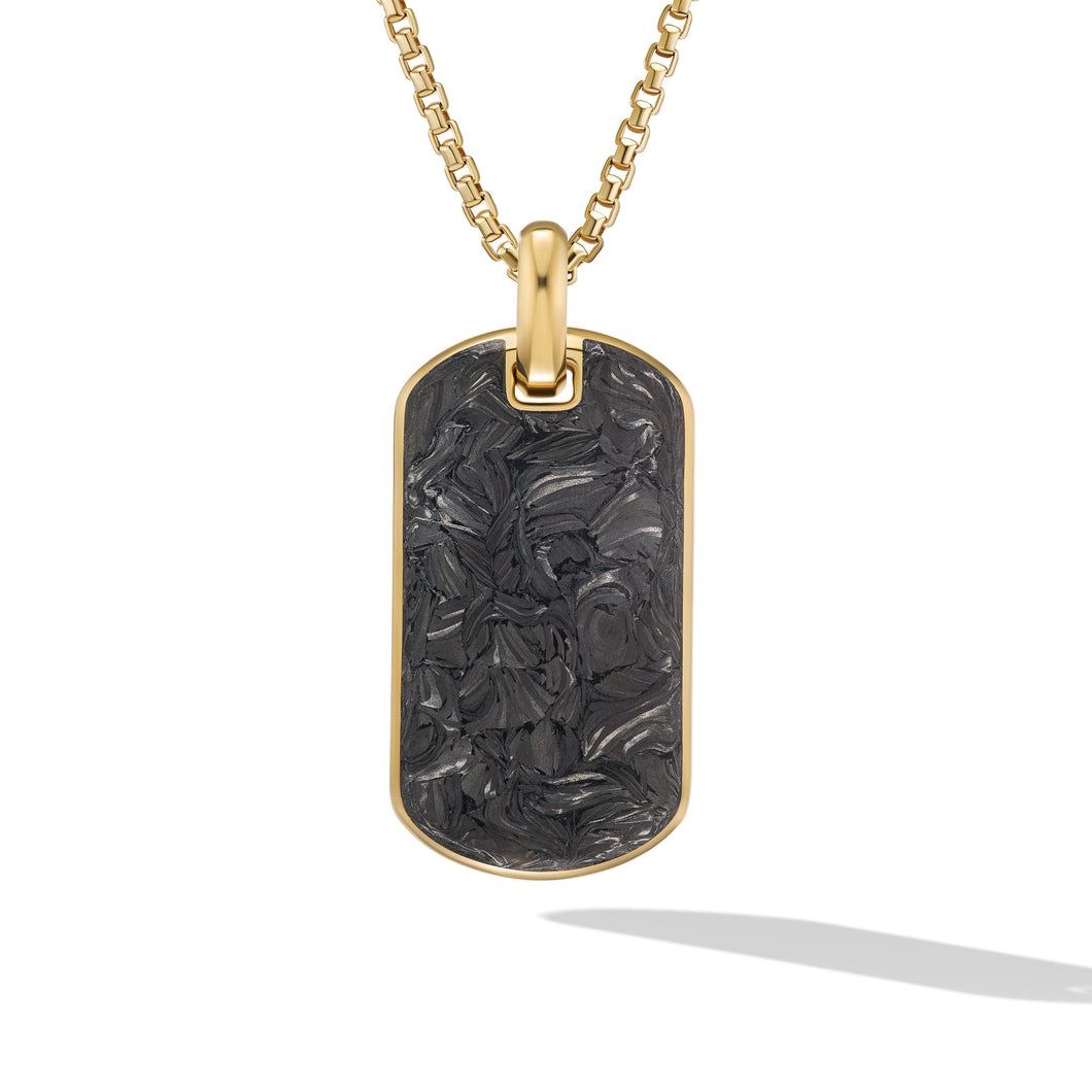 Forged Carbon Tag in 18K Yellow Gold