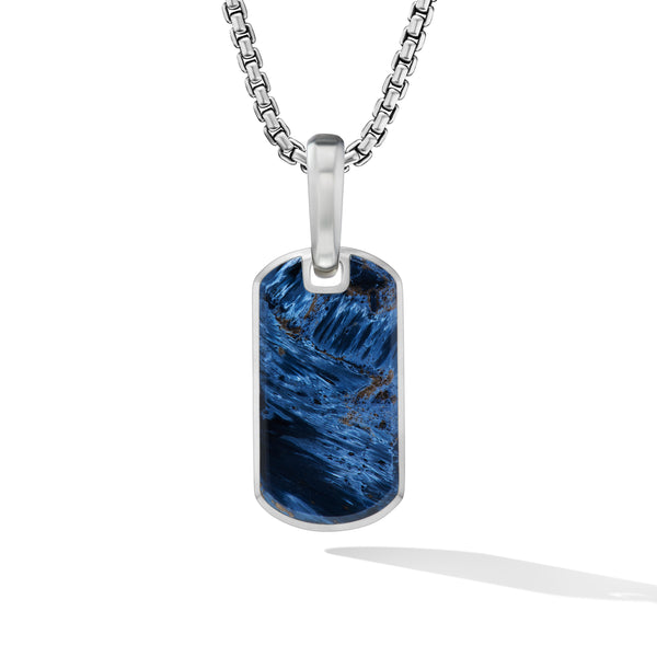 Chevron Tag in Sterling Silver with Pietersite, 21mm
