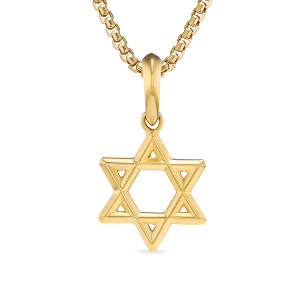 Star of David Pendant in 18K Yellow Gold, 19mm