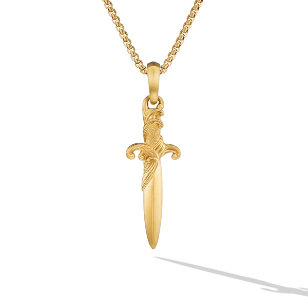 Waves Dagger Amulet in 18K Yellow Gold, 31mm