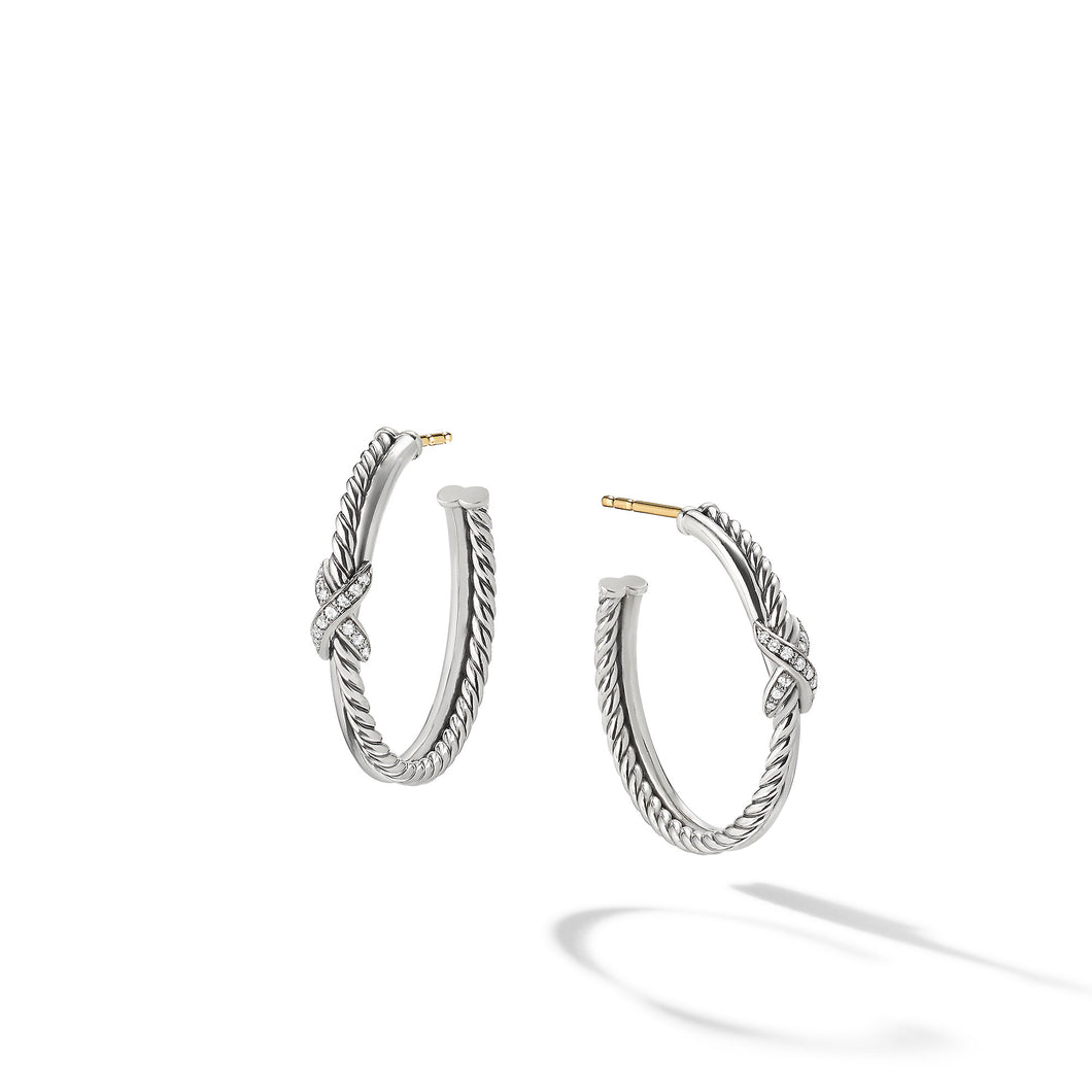 Petite X Hoop Earrings with Pave© Diamonds