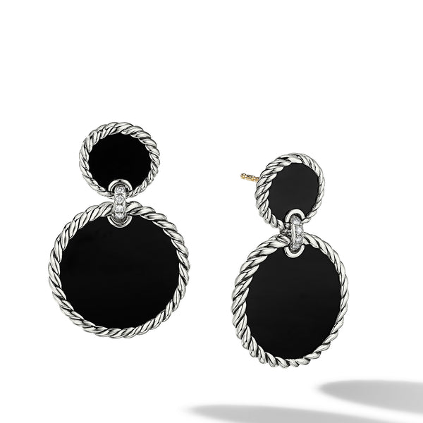DY Elements Double Drop Earrings with Black Onyx and Pave© Diamonds