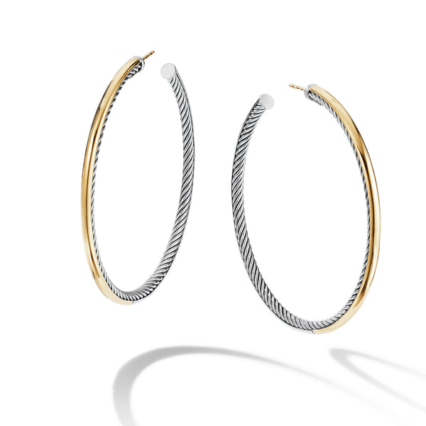 Sculpted Cable Hoop Earrings with 18K Yellow Gold