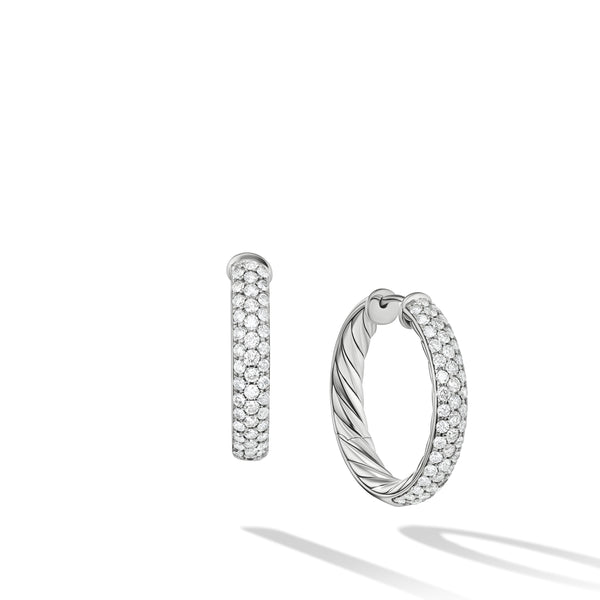 DY Mercer Hoop Earrings in Sterling Silver with Pave© Diamonds