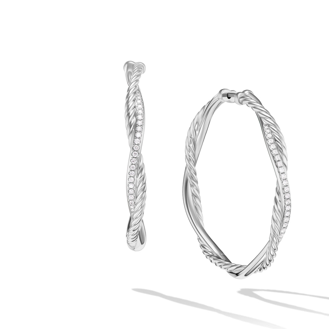 Petite Infinity Hoop Earrings in Sterling Silver with Pave© Diamonds