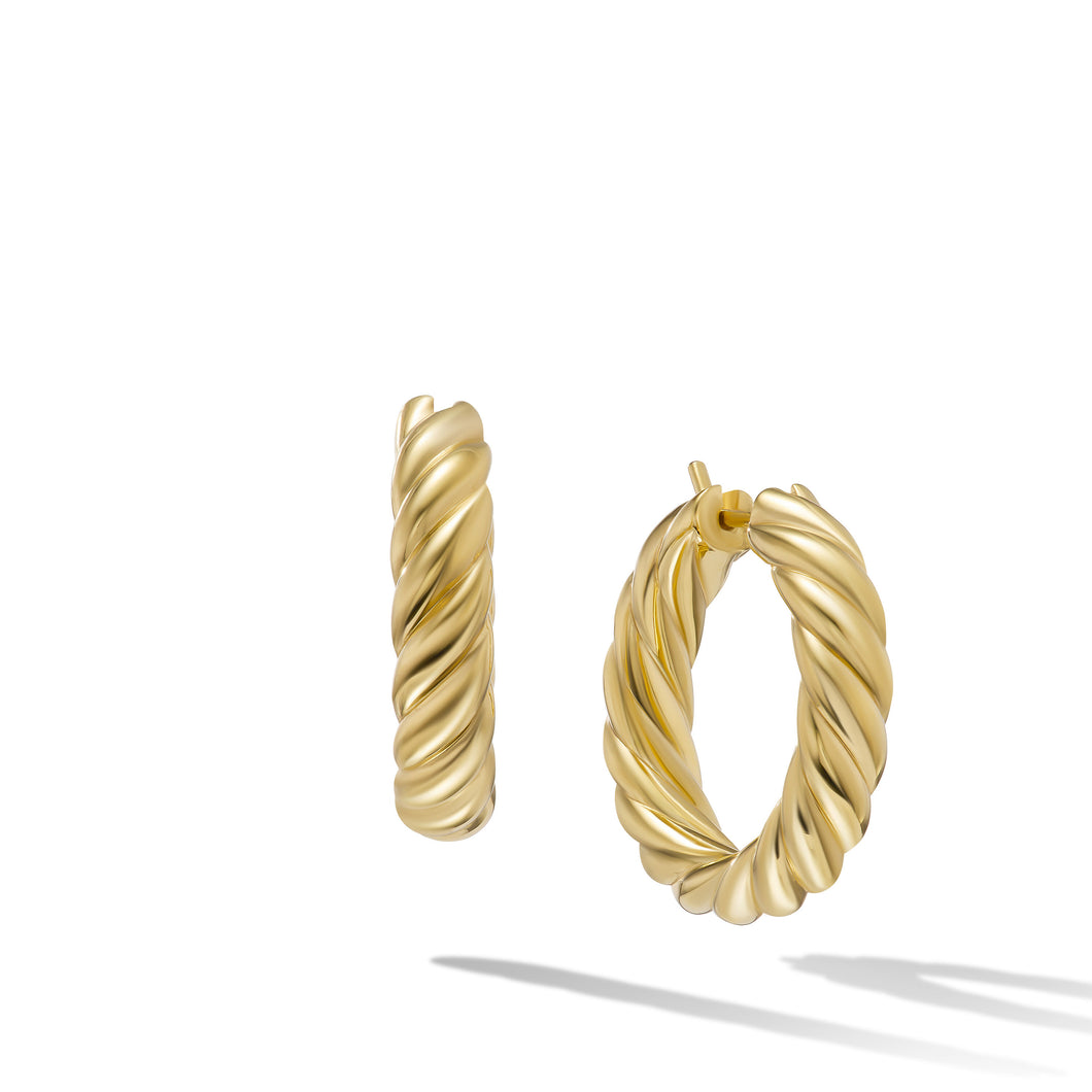 Sculpted Cable Hoop Earrings in 18K Yellow Gold, 25.4mm