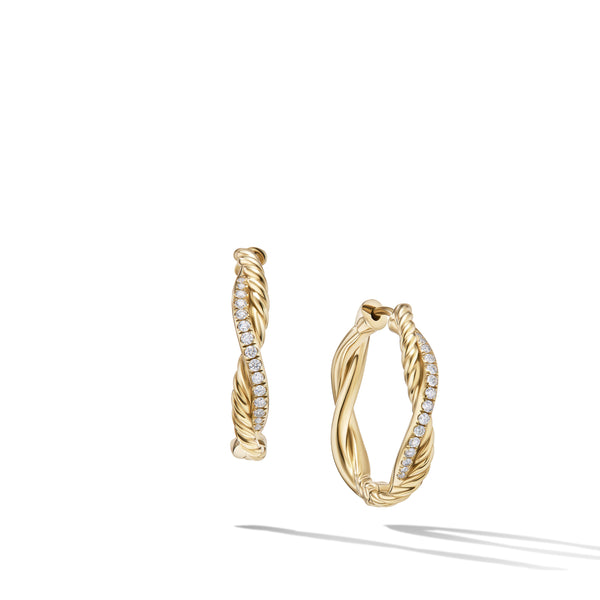 Petite Infinity Hoop Earrings in 18K Yellow Gold with Pave© Diamonds
