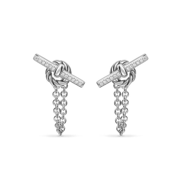 DY Mercer® Petite Toggle Chain Stud Earrings in Sterling Silver with Diamonds, 38.2mm