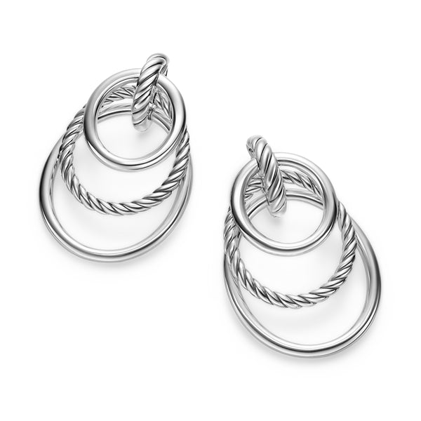 DY Mercer® Bold Triple Ring Drop Earrings in Sterling Silver, 48mm