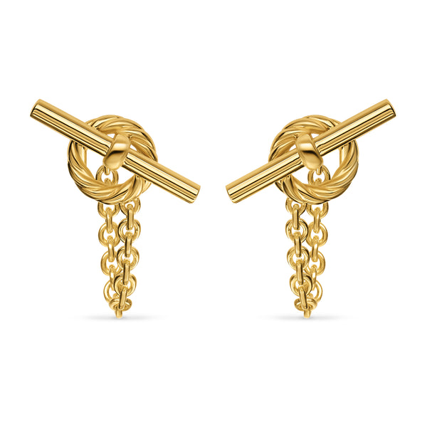 DY Mercer® Bold Toggle Chain Stud Earrings in 18K Yellow Gold, 50.4mm