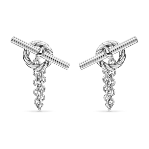DY Mercer® Bold Toggle Chain Stud Earrings in Sterling Silver, 50.4mm