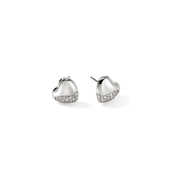 Pebble Heart Stud Earrings