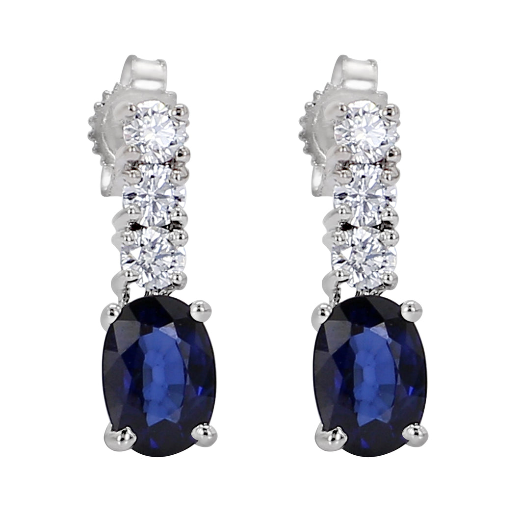 1.83CTTW Blue Sapphire & 0.50CTTW Lab-Created Diamond Earrings in 14K White Gold