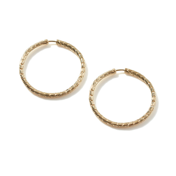 Carved Chain Medium Hoop Earring