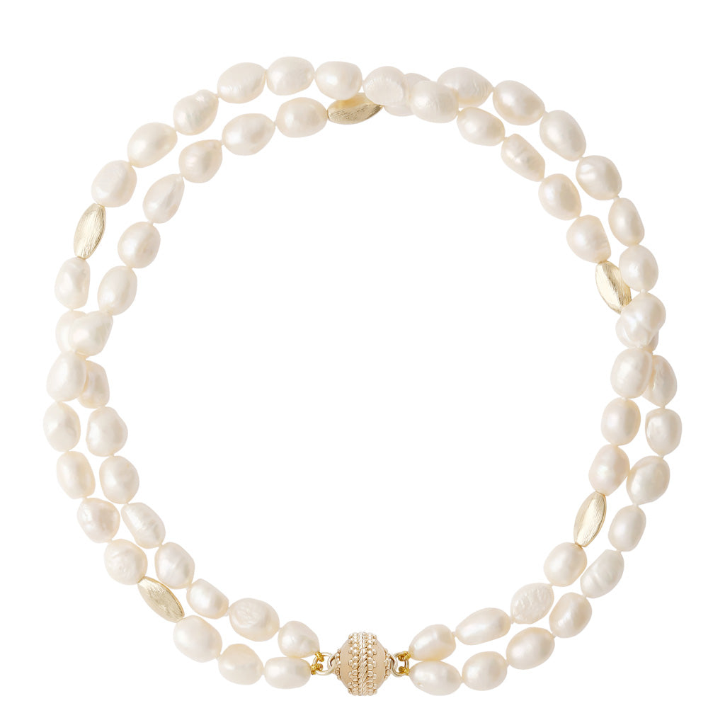 Gold Rush Pearl Double Strand Necklace