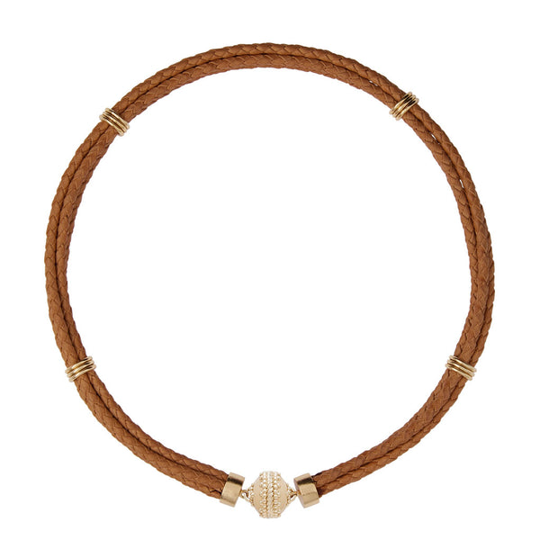 Aspen Braided Leather Tan Necklace