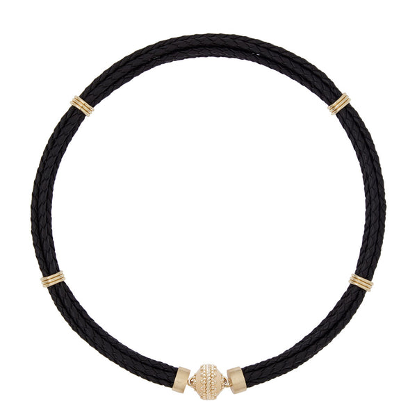Aspen Braided Leather Black Necklace