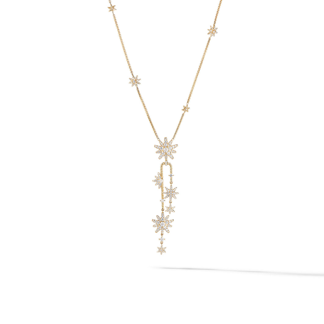 Starburst Cluster Necklace in 18K Yellow Gold with Pave© Diamonds