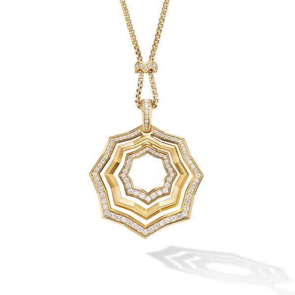 StaxZig Zag Pendant Necklace in 18K Yellow Gold with Diamonds, 38mm